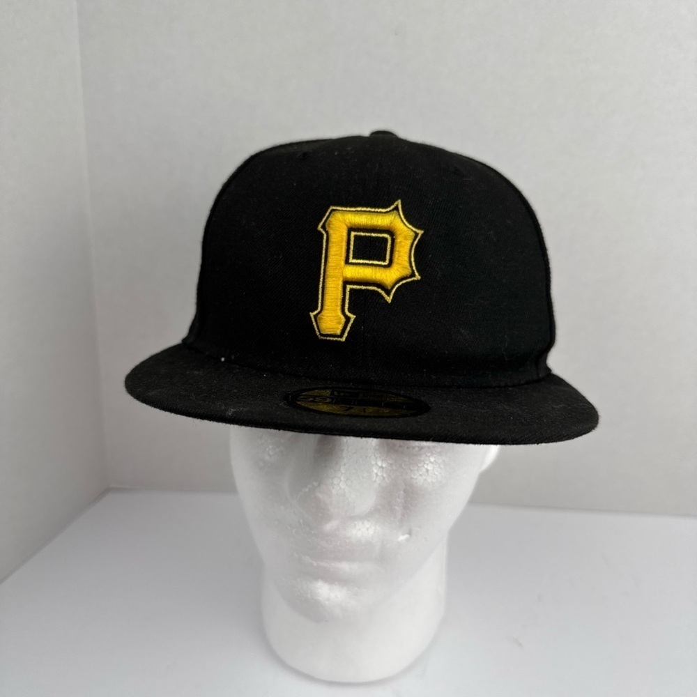 New Era Pittsburgh Pirates Cap 7 1/4 Fitted 59Fifty Hat MLB Black Stitched New